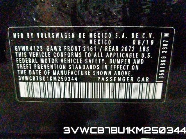 3VWCB7BU1KM250344 фото 2