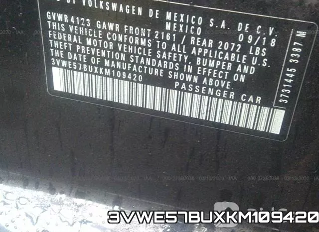 3VWE57BUXKM109420 фото 10