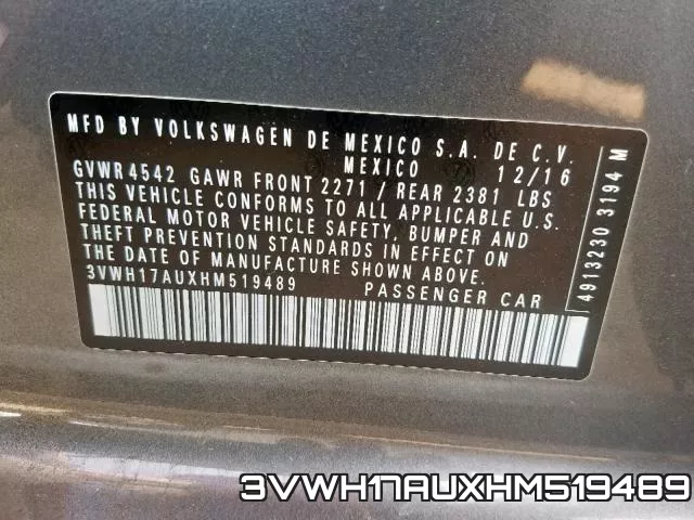 3VWH17AUXHM519489 фото 2
