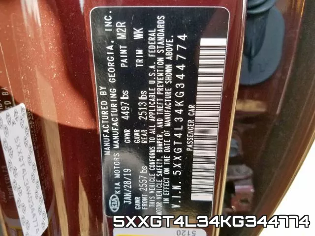 5XXGT4L34KG344774 фото 2