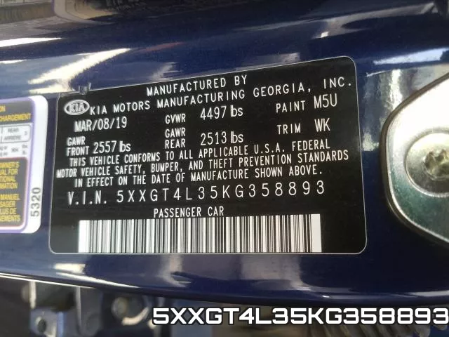 5XXGT4L35KG358893 фото 2