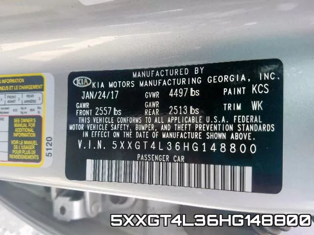 5XXGT4L36HG148800 фото 2