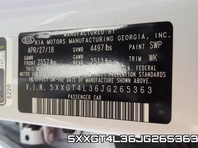 5XXGT4L36JG265363 фото 2