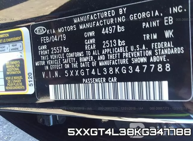 5XXGT4L38KG347788 фото 10