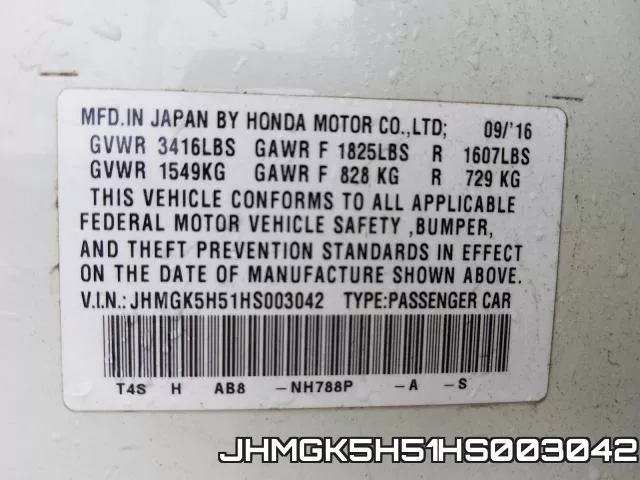 JHMGK5H51HS003042 фото 2