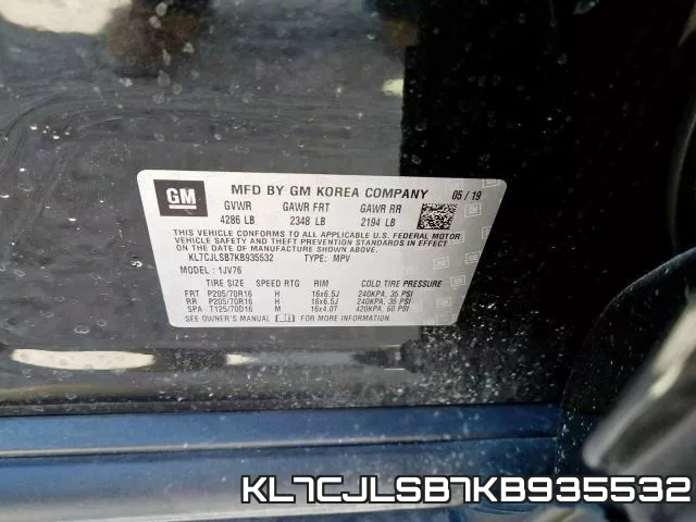 KL7CJLSB7KB935532 фото 2