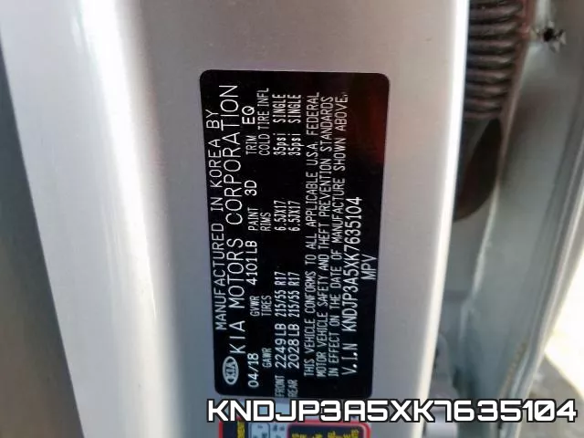 KNDJP3A5XK7635104 фото 2