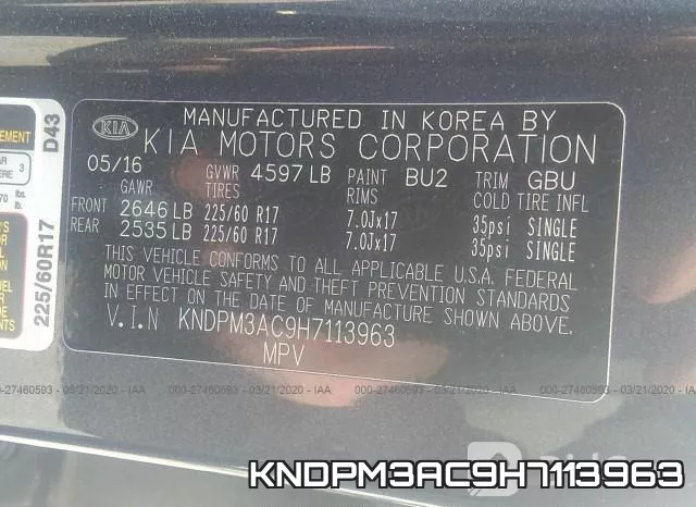 KNDPM3AC9H7113963 фото 9