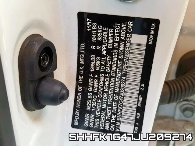 SHHFK7G47JU209274 фото 2