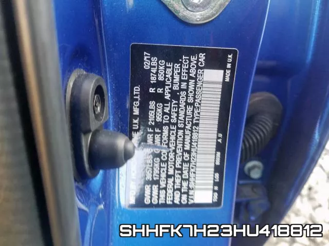 SHHFK7H23HU418812 фото 2