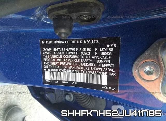 SHHFK7H52JU411785 фото 10