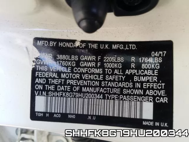 SHHFK8G79HU200344 фото 2