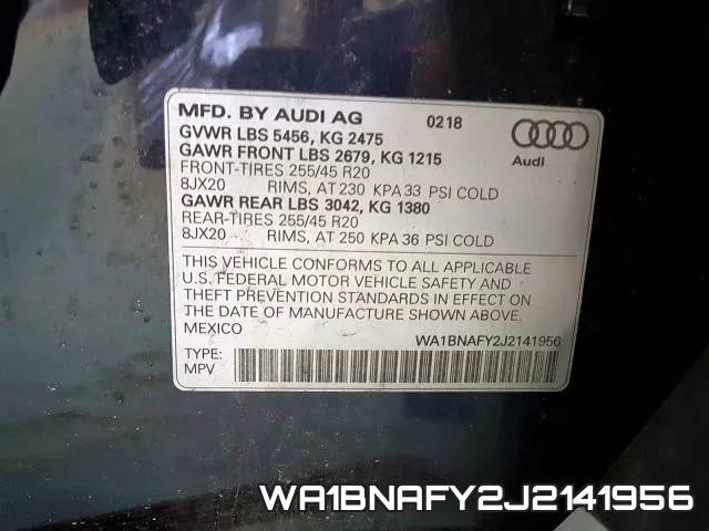 WA1BNAFY2J2141956 фото 2