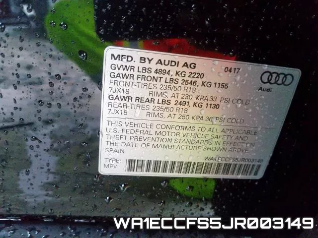 WA1ECCFS5JR003149 фото 2