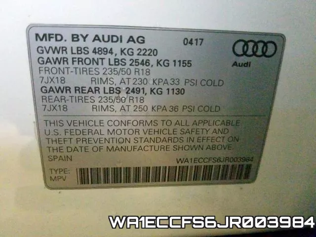 WA1ECCFS6JR003984 фото 2
