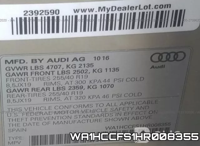 WA1HCCFS1HR008355 фото 9