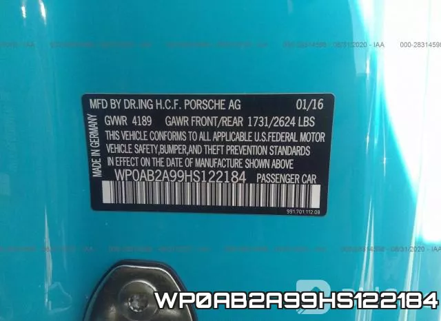WP0AB2A99HS122184 фото 10