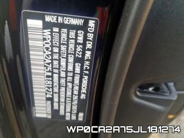 WP0CA2A75JL181274 фото 2