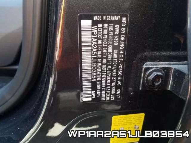 WP1AA2A51JLB03854 фото 2