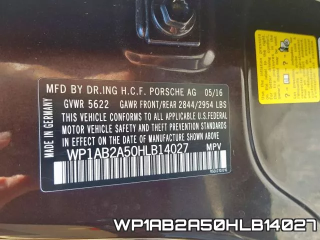 WP1AB2A50HLB14027 фото 2