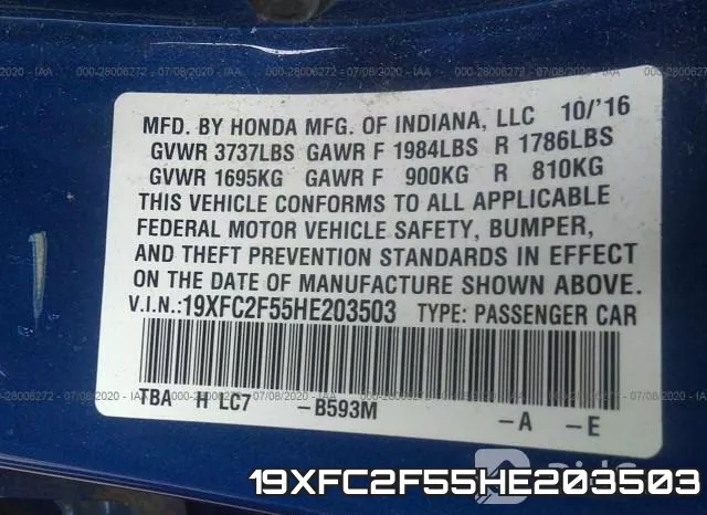 19XFC2F55HE203503 фото 10