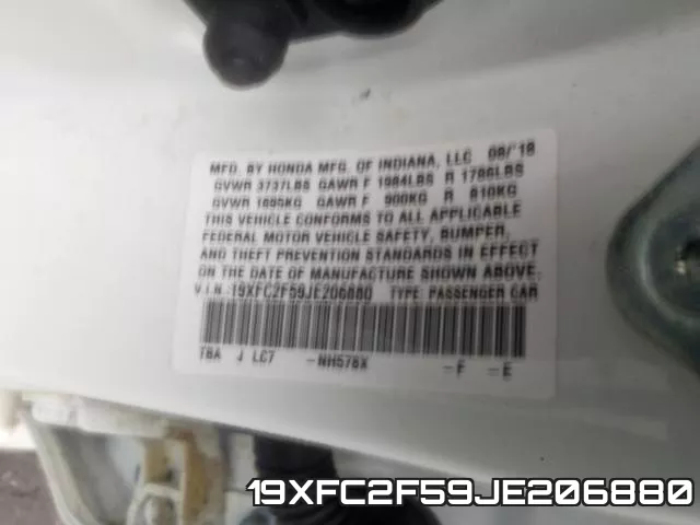 19XFC2F59JE206880 фото 2