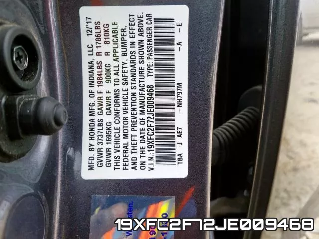 19XFC2F72JE009468 фото 2