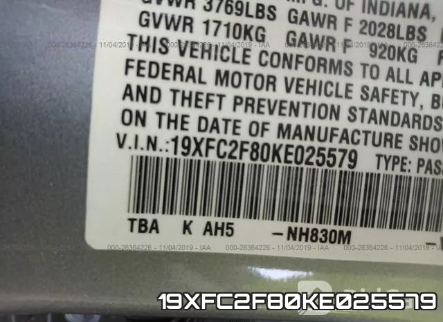 19XFC2F80KE025579 фото 10
