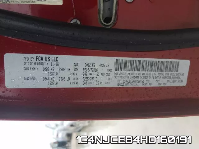 1C4NJCEB4HD160191 фото 2