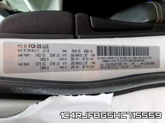 1C4RJFBG5HC715559 фото 2