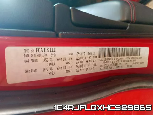 1C4RJFLGXHC929865 фото 2