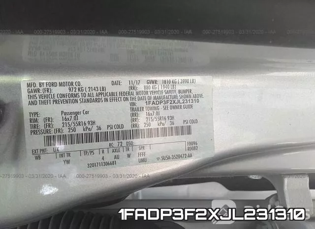 1FADP3F2XJL231310 фото 10