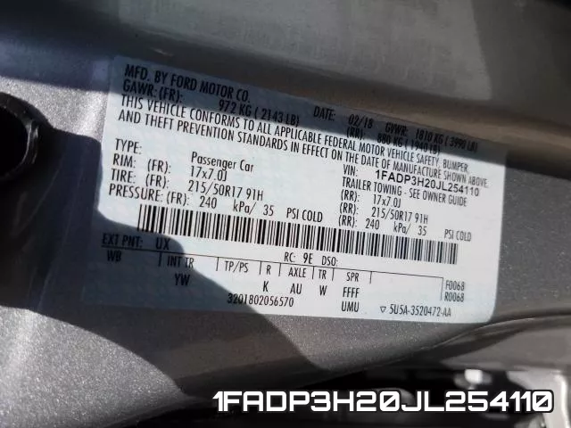 1FADP3H20JL254110 фото 2