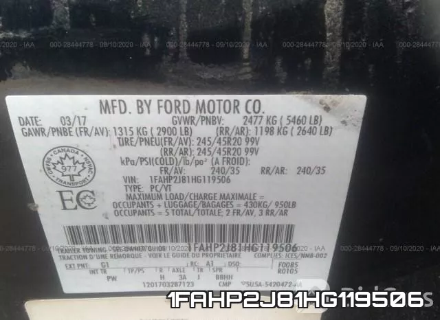 1FAHP2J81HG119506 фото 10