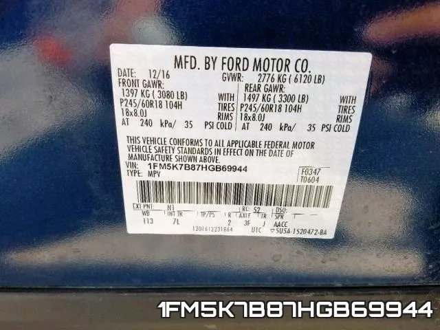 1FM5K7B87HGB69944 фото 2