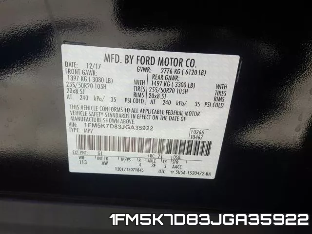 1FM5K7D83JGA35922 фото 2