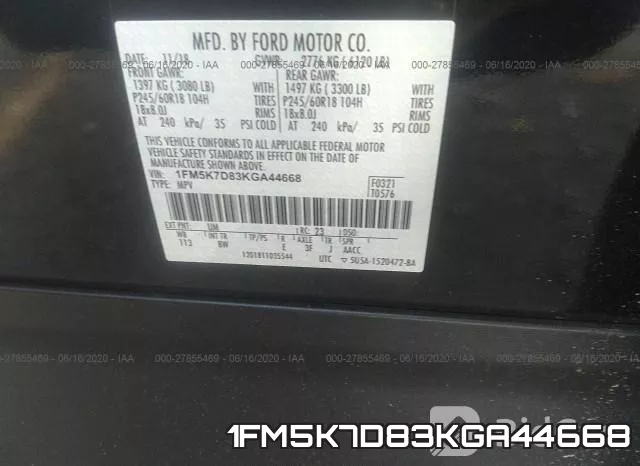 1FM5K7D83KGA44668 фото 10