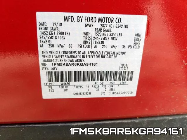 1FM5K8AR6KGA94161 фото 2