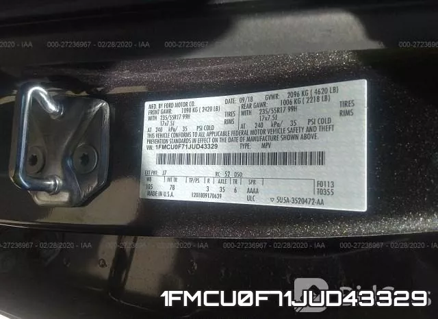 1FMCU0F71JUD43329 фото 10