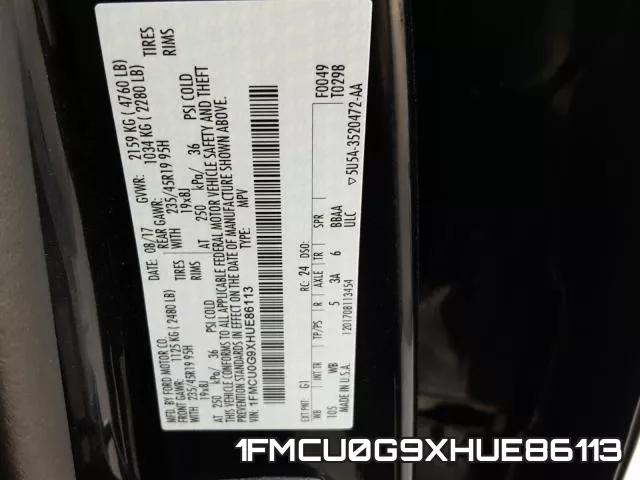 1FMCU0G9XHUE86113 фото 2