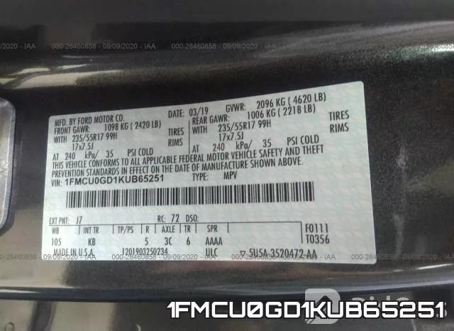 1FMCU0GD1KUB65251 фото 10