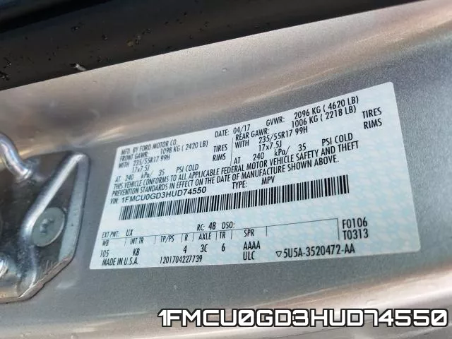 1FMCU0GD3HUD74550 фото 2