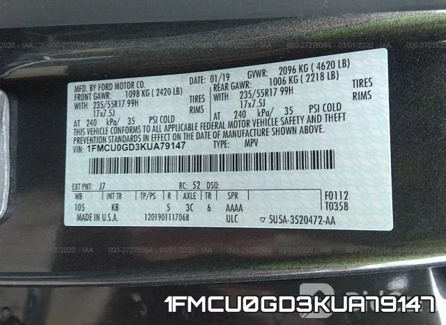 1FMCU0GD3KUA79147 фото 10