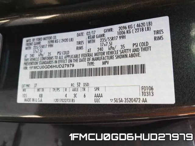 1FMCU0GD6HUD27979 фото 2