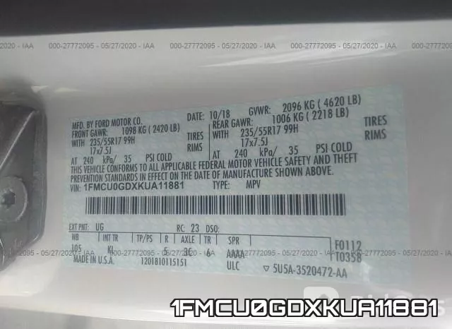 1FMCU0GDXKUA11881 фото 10