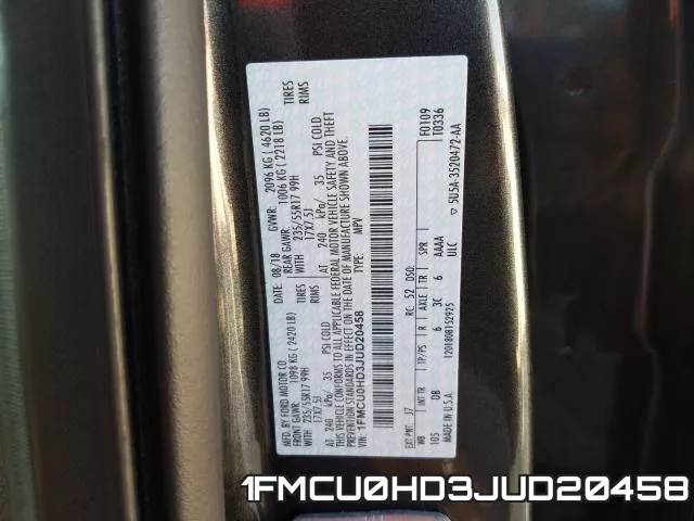 1FMCU0HD3JUD20458 фото 2