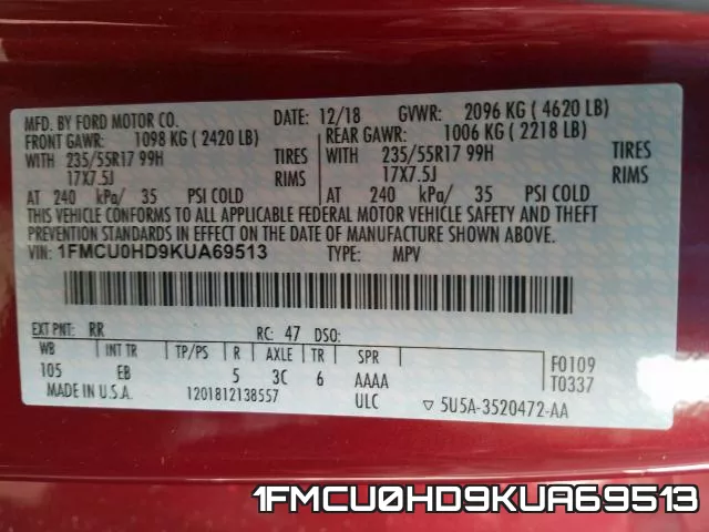1FMCU0HD9KUA69513 фото 2