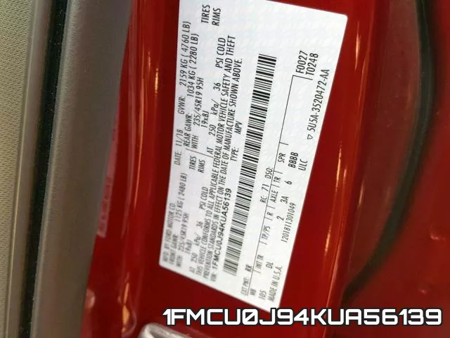 1FMCU0J94KUA56139 фото 2