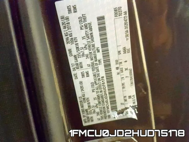 1FMCU0JD2HUD75178 фото 2