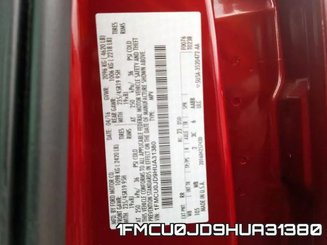 1FMCU0JD9HUA31380 фото 2